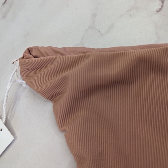 Good American Swim Bottom Women Pink Rib Mid Rise Better Bikini Cheeky - Picture 7 of 12